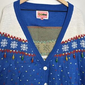 Tipsy‎ Elves Women's 3XL Blue Christmas Lights Christmas Cardigan Sweater NEW